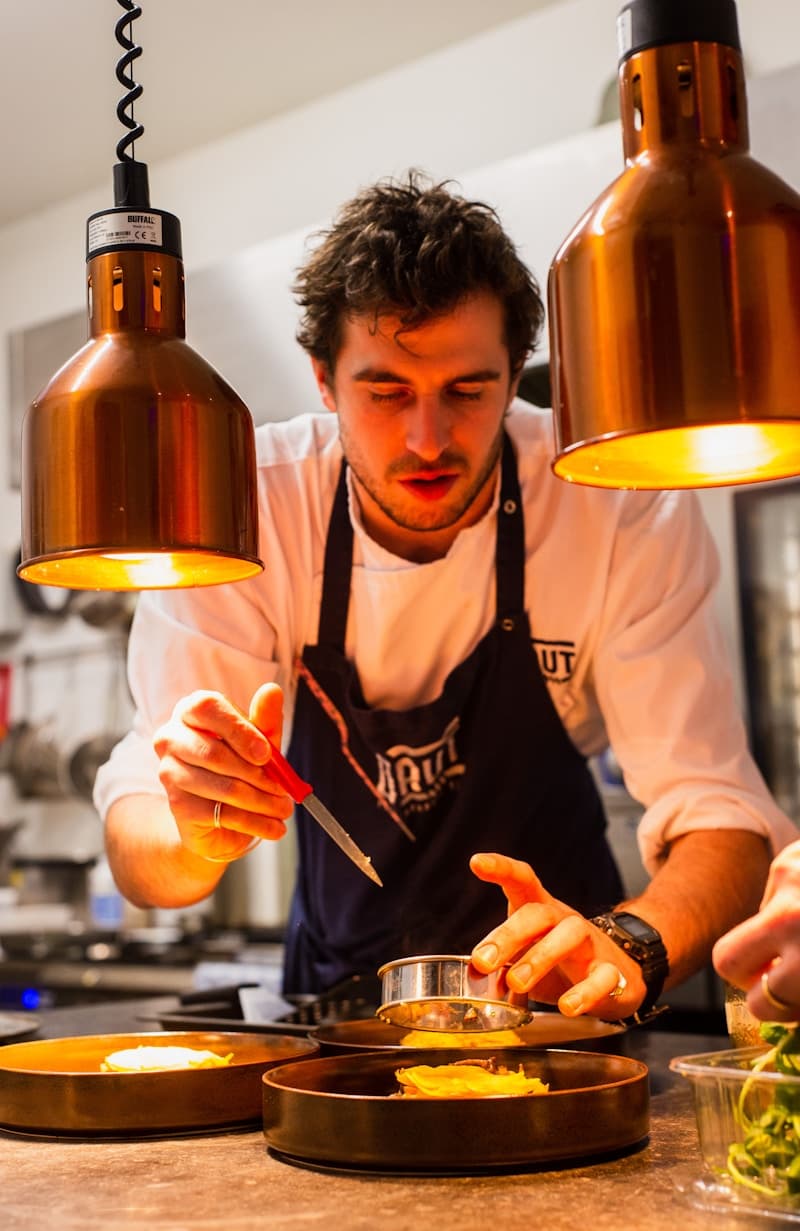 Chef preparing food in a professional kitchen